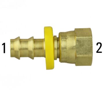 1/4 x 3/8 in Nominal Size Push-Lock Barb x Female JIC Swivel Brass Push-Lock Hose Barb Adapter