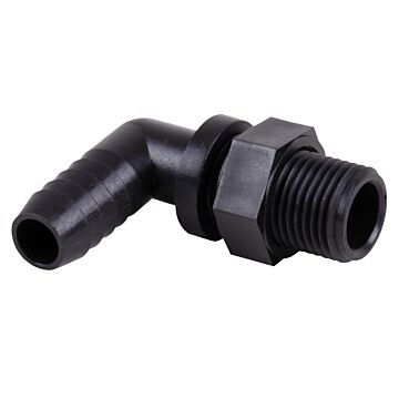11/16 x 1/2 in Nominal Size MPS x HB Polypropylene Threaded Nozzle Elbow