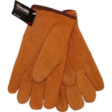 L Cowhide Leather Natural White Drivers Gloves