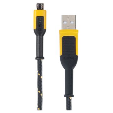 DeWALT 10 ft L Kevlar Fiber Black/Yellow Braided Micro USB Cable