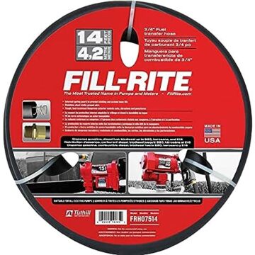 Fill-Rite 3/4 in MNPT 14 ft Neoprene Fuel Transfer Pump Hose With Spring Guard