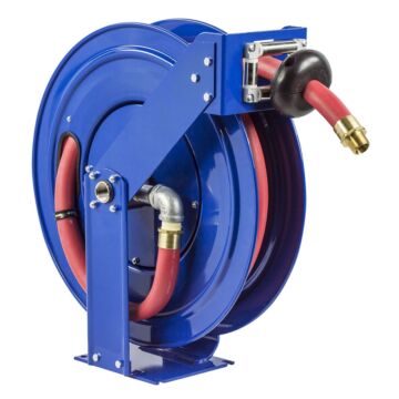Coxreels 1 in ID x 1-1/2 in OD x 35 ft L 300 psi Cartridge Style Spring Motor 2-Pedestal Low Pressure Supreme Duty Specialty Spring Driven Hose Reel