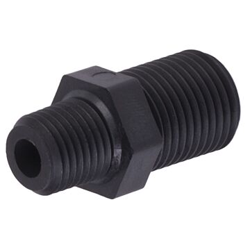 11/16 x 1/4 in Nominal Size MPS x MPT Polypropylene Threaded Nozzle Nipple