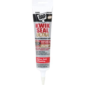DAP Kwik Seal Ultra Advanced Kitchen & Bath Sealant, Gloss Biscuit, 5.5 Oz