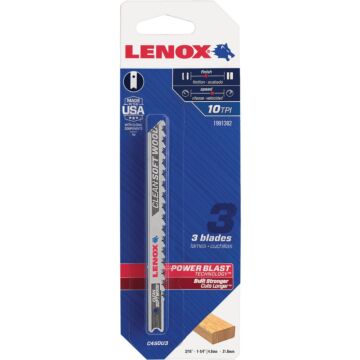 Lenox U-Shank 4 In. x 10 TPI High Carbon Steel Jig Saw Blade, Clean Soft Wood (3-Pack)
