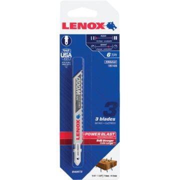 Lenox T-Shank 4 In. x 6 TPI Bi-Metal Jig Saw Blade, Nail Embedded Wood (3-Pack)