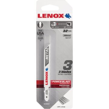 Lenox T-Shank 3-5/8 In. x 32 TPI Bi-Metal Jig Saw Blade, Extra Thin Metal Less than 1/16 In. (3-Pack)