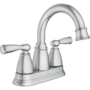 Moen Banbury Chrome 2-Handle Lever 4 In. Centerset Hi-Arc Bathroom Faucet with Pop-Up
