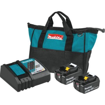 Makita 18 Volt LXT Lithium-Ion 4.0 Ah Tool Battery/Charger Starter Kit with Tool Bag
