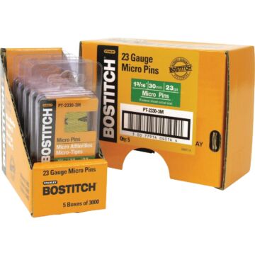 BOSTITCH Pin Nails, 23 Ga, 1-3/16-Inch, 3000-Pack