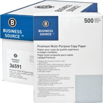 Business Source 8-1/2 In. x 11 In. 20 Lb. White Copier Paper, 5000 Sheets