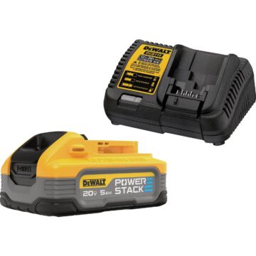 DEWALT POWERSTACK 20 Volt MAX Lithium-Ion 5 Ah Tool Battery and Charger Kit