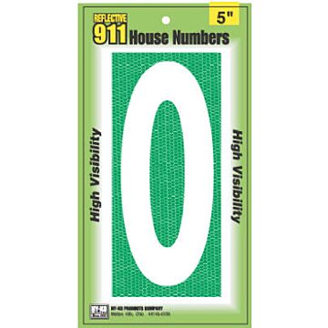 HY-KO 5 in 5 in Number 0 High Visibility Emergency Reflective House Number Sign
