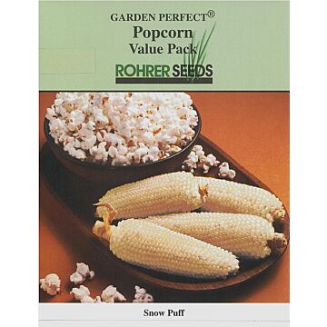 Rohrer Seeds 2 oz White 5-10 Snow Puff White Hybrid Popcorn Seeds