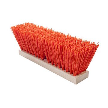 16" Street Push Broom Head ONLY, Stuff Orange Plastic 5" Bristles for Flex Handle