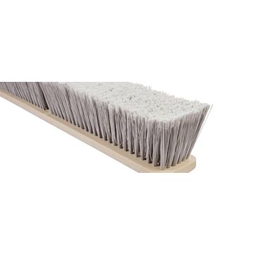 24" Push Broom, Silver Flagged Tip Plastic 3" Bristles for Flex Handle