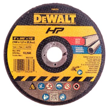 DEWALT Cutting Wheel 6 in. X .040 in. X 7/8 in., 60 Tooth (Dw8725)