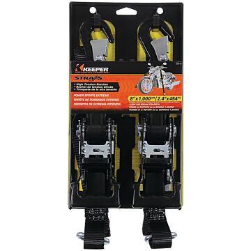 Keeper 05741 Tie-Down, 1-1/4 in W, 8 ft L, Polyester, Black, 1000 lb, Snap Hook End Fitting