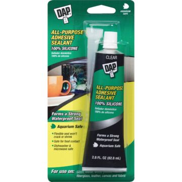 DAP All-Purpose 100% Silicone Adhesive Sealant (Clear) 2.8 oz