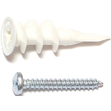 MIDWEST FASTENER 10421 Wall Anchor with Screw, #8 Thread, 1-1/4 in L, Plastic