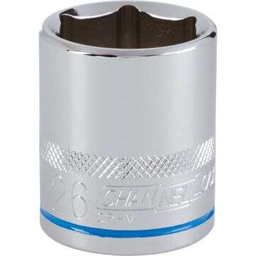 Channellock 1/2 In. Drive 26 mm 6-Point Shallow Metric Socket