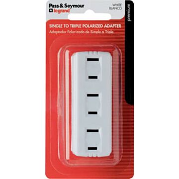 Pass & Seymour Legrand 63WBPCC5 Plug In Adapter, 2-Pole, 15 A, 125 V, White