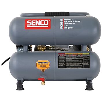 SENCO PC0968 Trim Air Compressor, 2.5 gal Tank, 1 hp, 115 V, 135 psi Pressure, 2.2 scfm Air