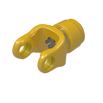 AW35 series yoke with 1 3/8-6 spline bore and safety slide lock connection