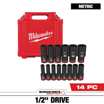 Milwaukee 14PC SHOCKWAVE™ Impact Duty 1/2" Drive Metric Deep 6 Point Socket Set