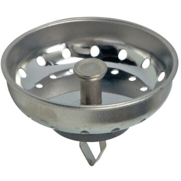 Danco 81079 Basket Strainer with Arrow Clip, 3-1/4 in Dia, Stainless Steel, Chrome, For: 3-1/4 in Drain Opening Sink