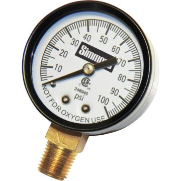 Simmons 1/4 In. MPT Fitting 100 psi Pressure Gauge
