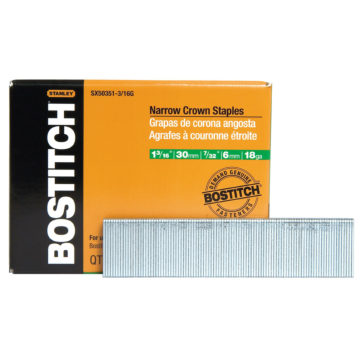 BOSTITCH 1-3/16-Inch By 18 Gauge By 7/32-Inch Crown Finish Staple (3,000 Per Box)