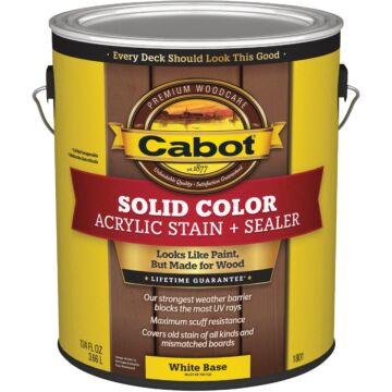Cabot Solid Color Acrylic Deck Stain, White Base, 1 Gal.