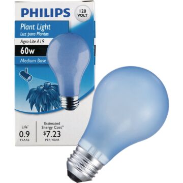 Philips 60W Agro Medium A19 Incandescent Plant Light Bulb