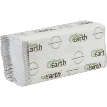 Simple Earth C-Fold White Hand Towel (12 Count)