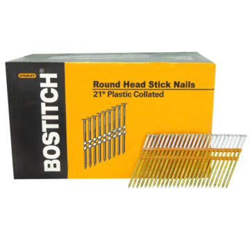 BOSTITCH 4,000-Qty. 3-1/2"X.131 Smooth Shank 21 Degree Plastic Collated Stick Framing Nails