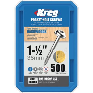 Kreg #7 1-1/2 In. Fine Maxi-Loc Washer Head Zinc Pocket Hole Screw (500 Ct.)