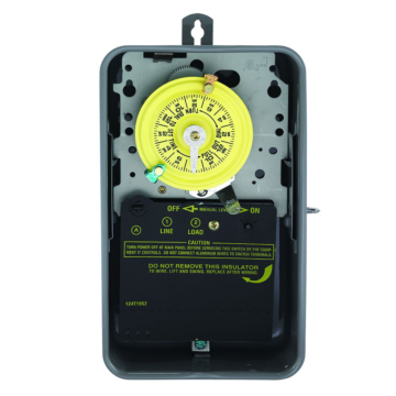 24-Hour Mechanical Time Switch, 120 VAC, 60Hz, SPST, Indoor/Outdoor Metal Enclosure, 1 Hour Interval