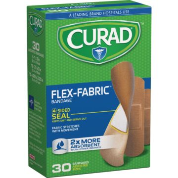 Curad Flex-Fabric Assorted Sizes Bandages, (30 Ct.)