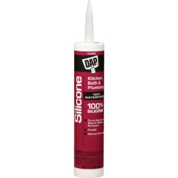 DAP 100% Silicone Kitchen, Bath, & Plumbing Sealant (Clear) 9.8 oz