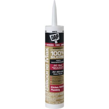 DAP Silicone Max Premium Kitchen, Bath, & Plumbing 100% Silicone Sealant (White) 10.1 oz