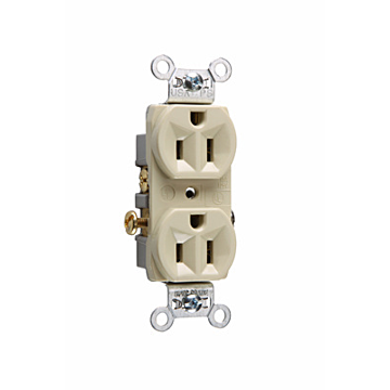 15A 125V Commercial Spec-Grade Duplex Receptacle, Side Wire, Ivory