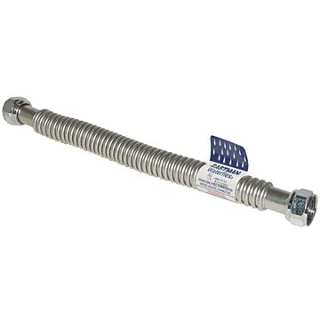 EZ-FLO WaterFlex Series 0437018 Corrugated Flexible Water Heater Connector, 3/4 in, FIP, Stainless Steel, 18 in L