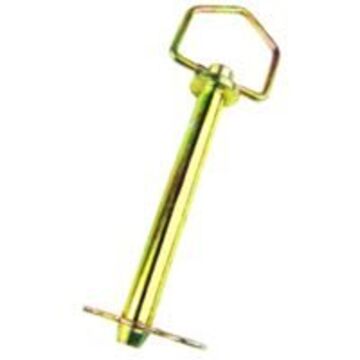 SpeeCo S07114800 Hitch Pin, 1/2 in Dia Pin, 4-7/8 in L, 3-1/2 in L Usable, 2 Grade, Steel, Yellow Zinc Dichromate
