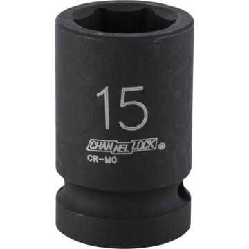 Channellock 1/2 In. Drive 15 mm 6-Point Shallow Metric Impact Socket