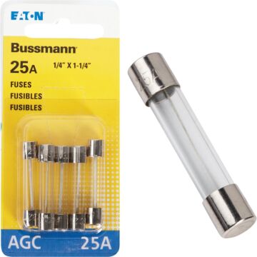 Bussmann 25-Amp 32-Volt AGC Glass Tube Automotive Fuse (5-Pack)