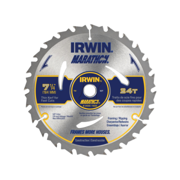 IRWIN Marathon Circular Saw Blade, 7 1/4-Inch, 24T