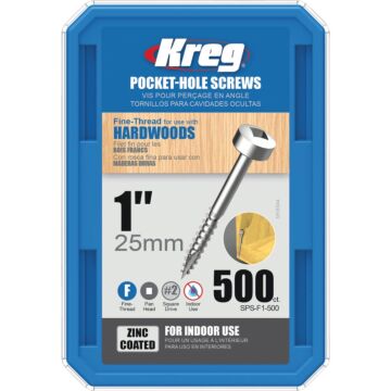 Kreg #6 1 In. Fine Pan Head Zinc Pocket Hole Screw (500 Ct.)