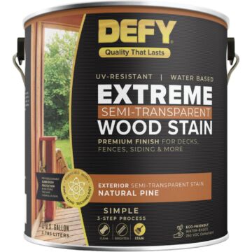 DEFY Extreme Semi-Transparent Exterior Wood Stain, Natural Pine, 1 Gal. Can