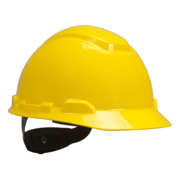 3M Hard Hat with Uvicator H-702R-UV, Yellow, 4-Point Ratchet Suspension, 20 EA/Case